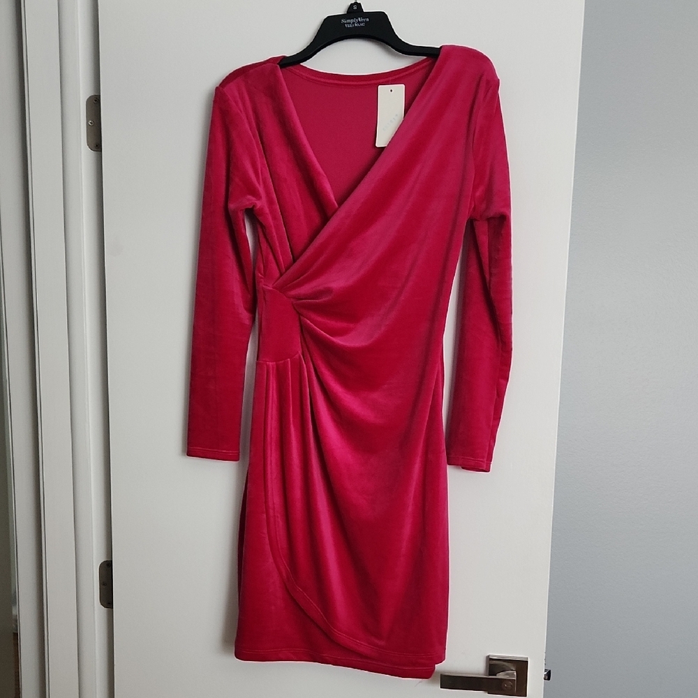 Elegant Hot Pink Long Sleeve Dress